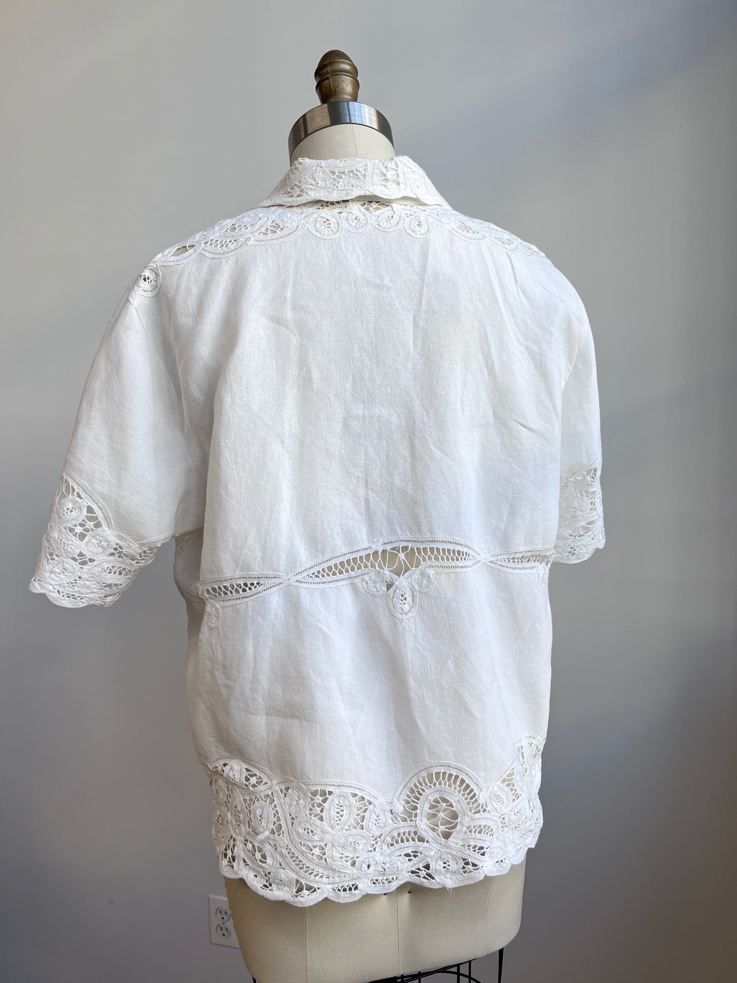 Up-cycled Battenberg Lace shirt