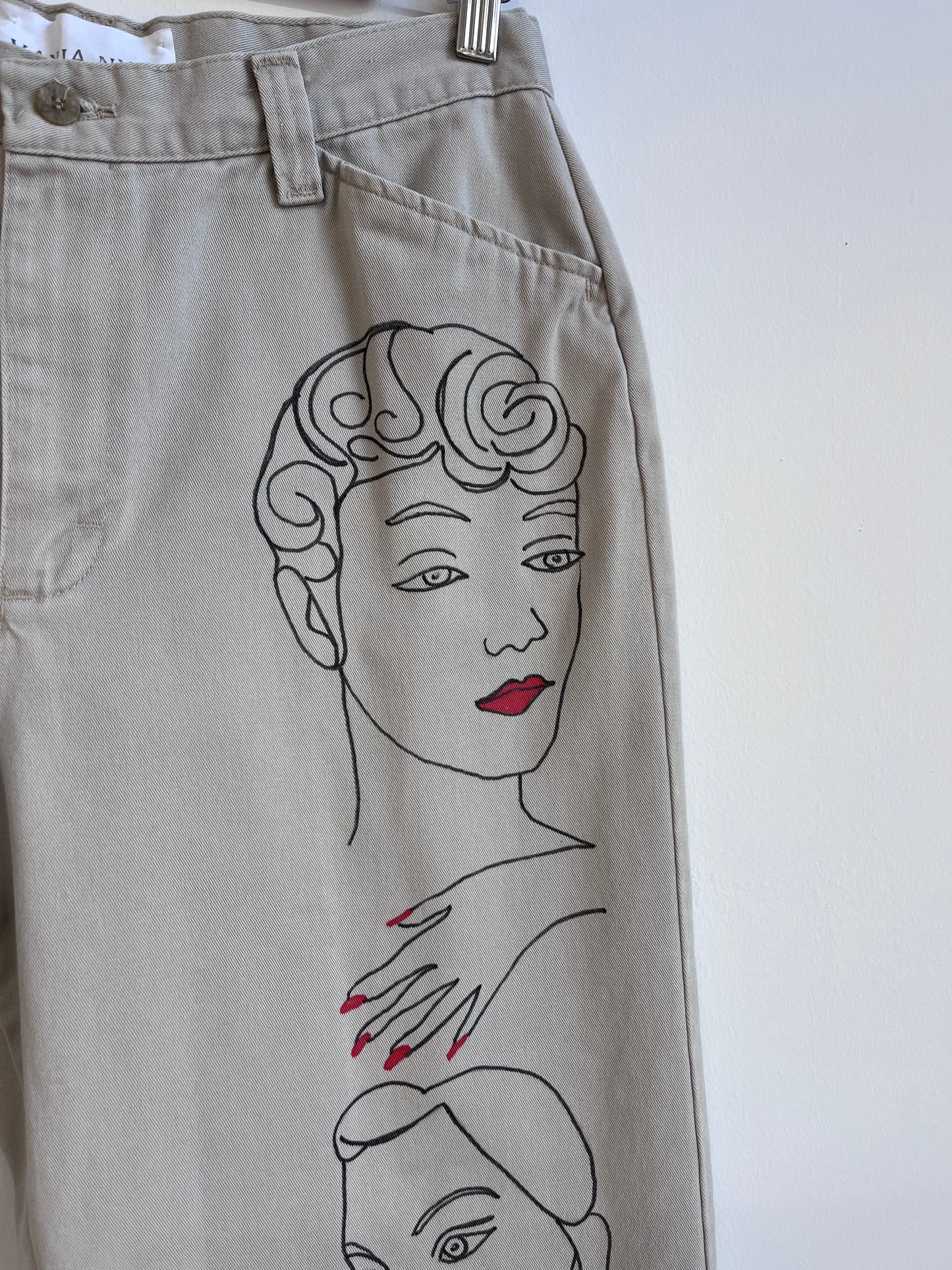 Tapered Leg Pants with my faces hand drawing 30 x 29