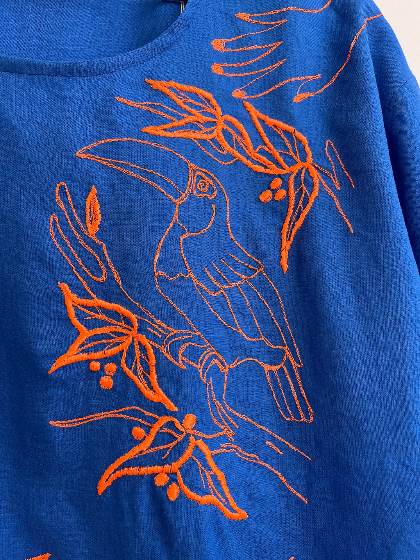 A tropical blue t-shirt