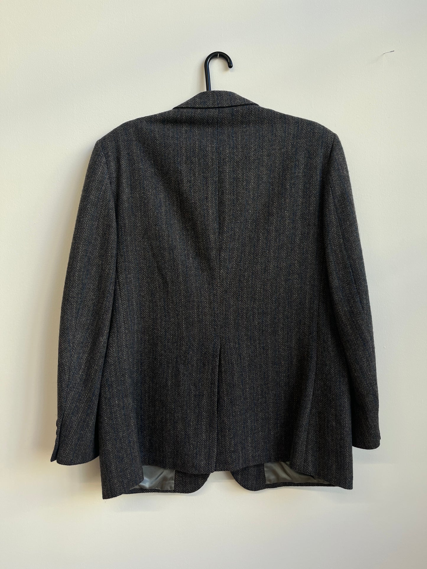 Up-cycled Navy Blue Wool blazer with weird appliqué