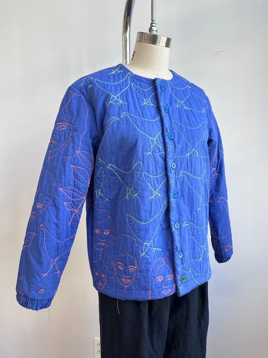 A quilted jacket in blue