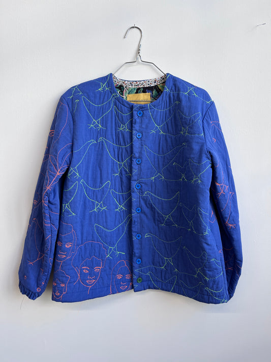 A quilted jacket in blue