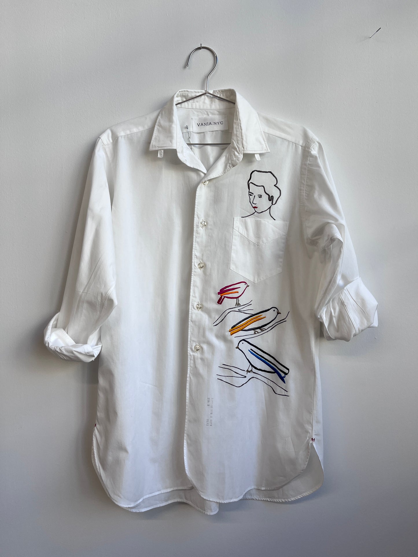 3 Imaginary birds on a vintage shirt