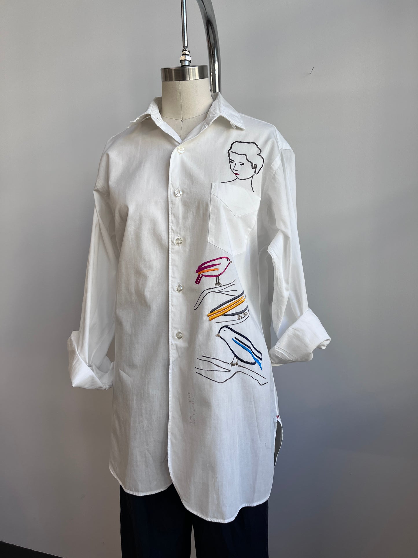 3 Imaginary birds on a vintage shirt