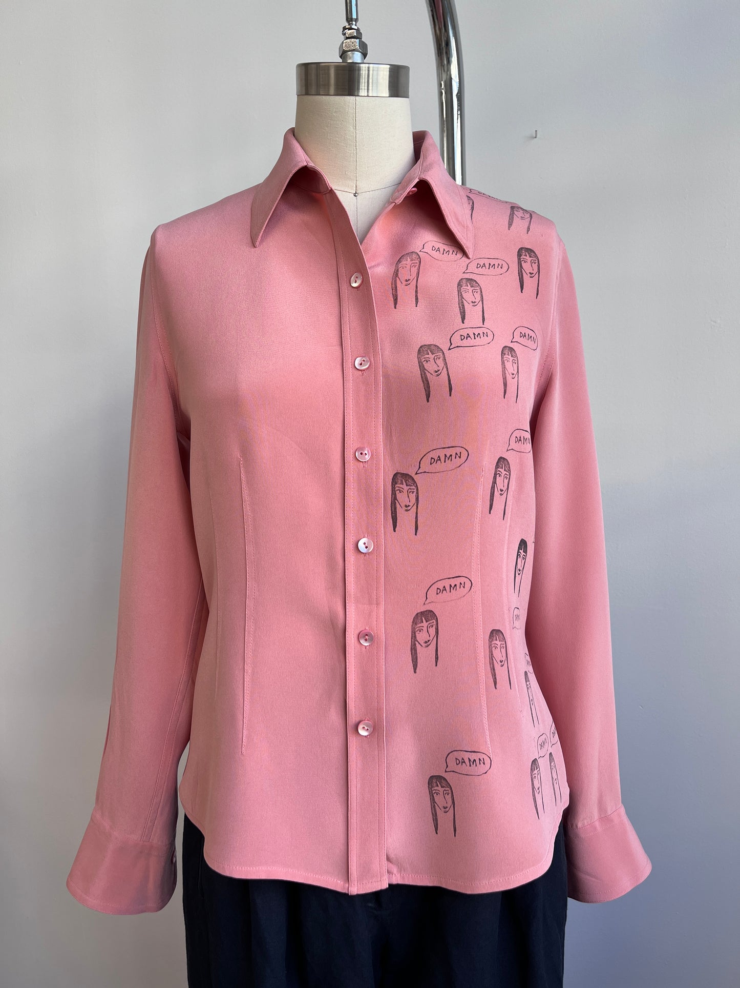 Damn Girl on a pink Blouse