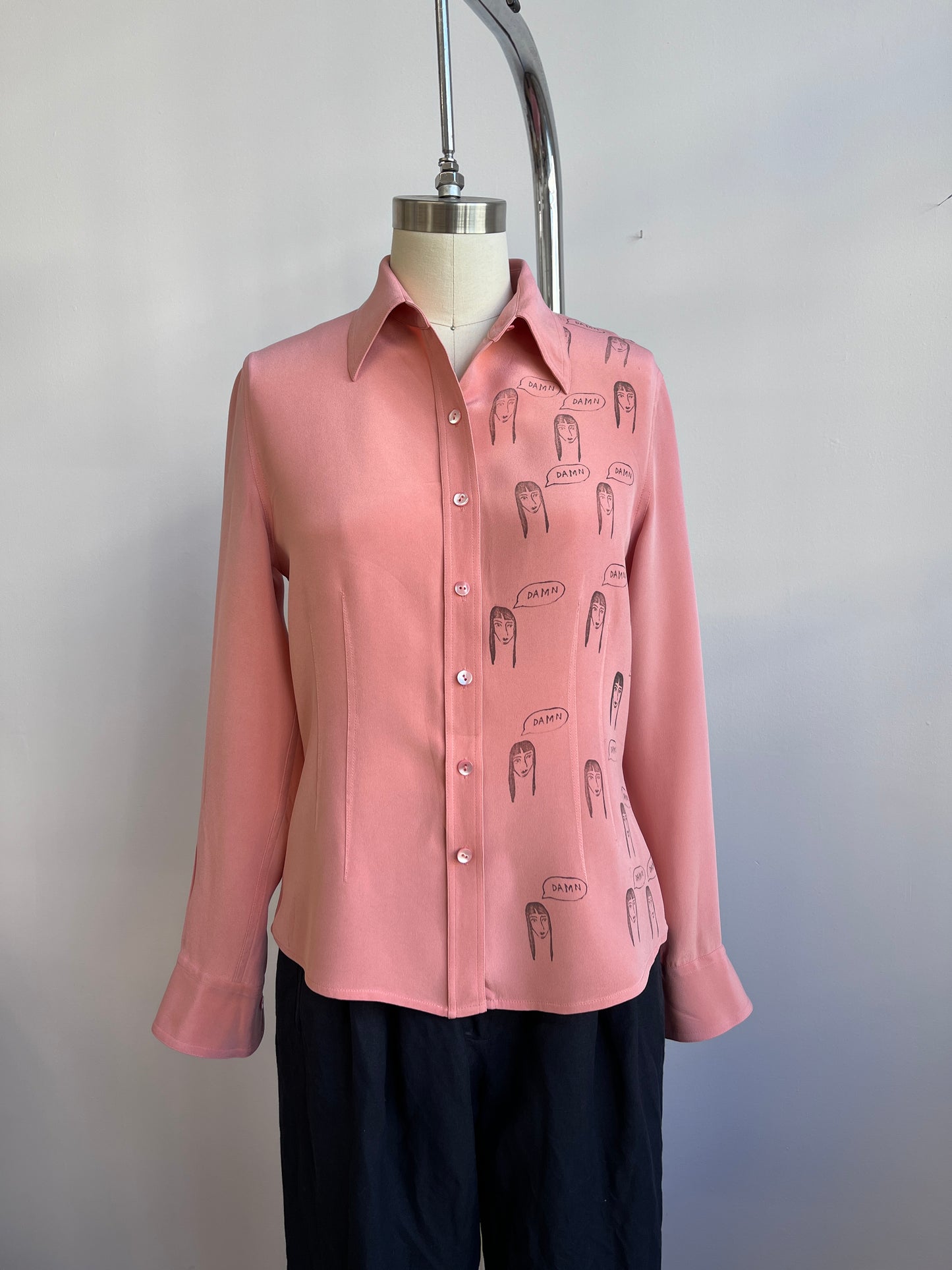 Damn Girl on a pink Blouse