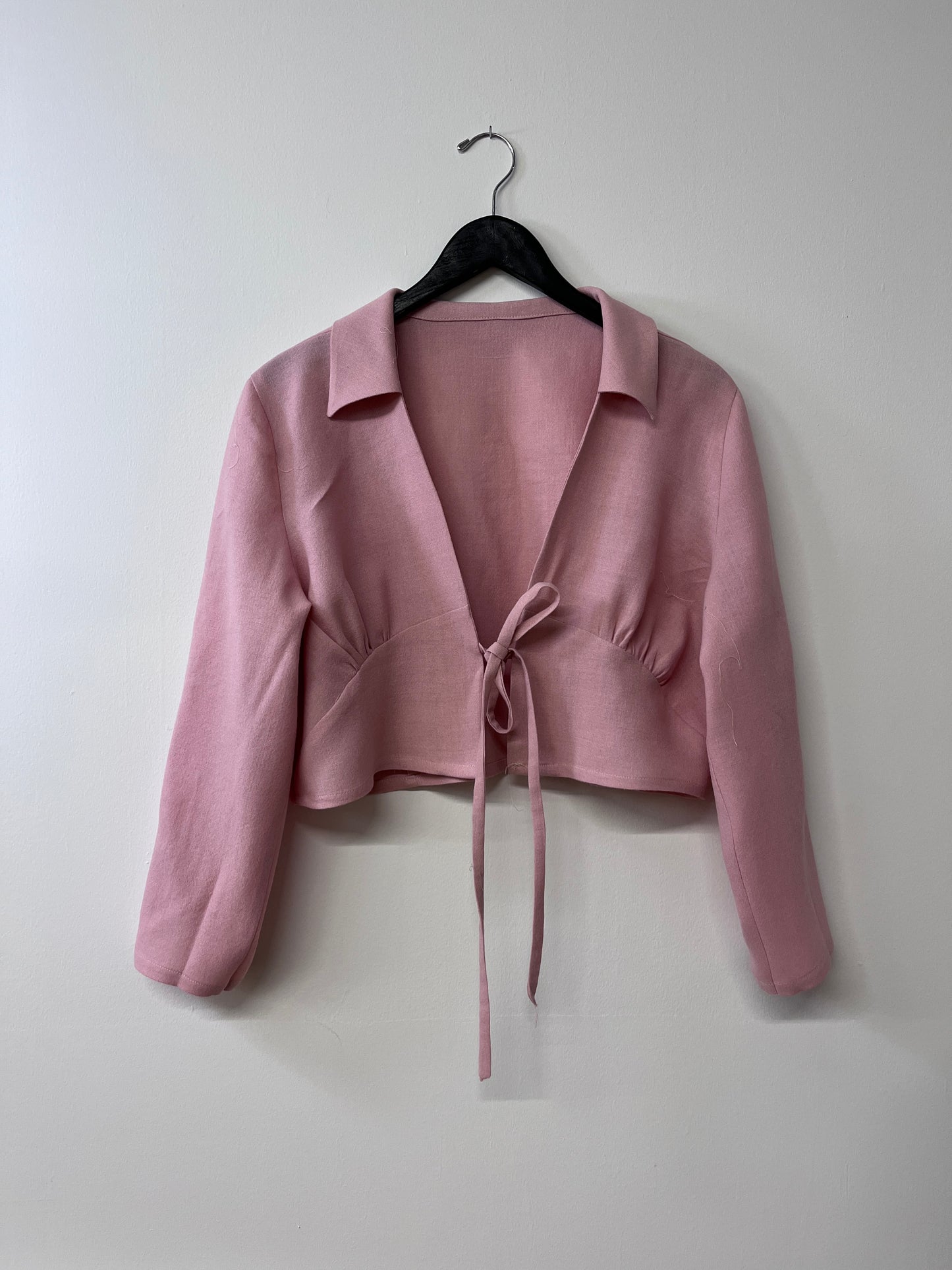Handmade pink wool Tie-front top
