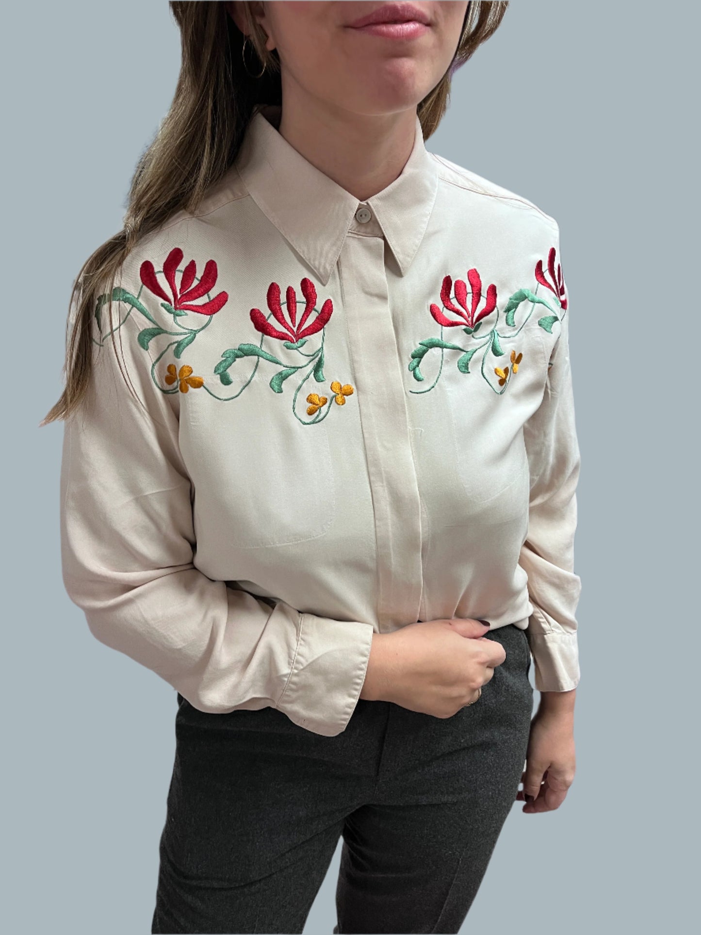 Rose pink silk shirt