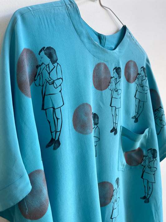 Blowing Balloons on a silk blouse