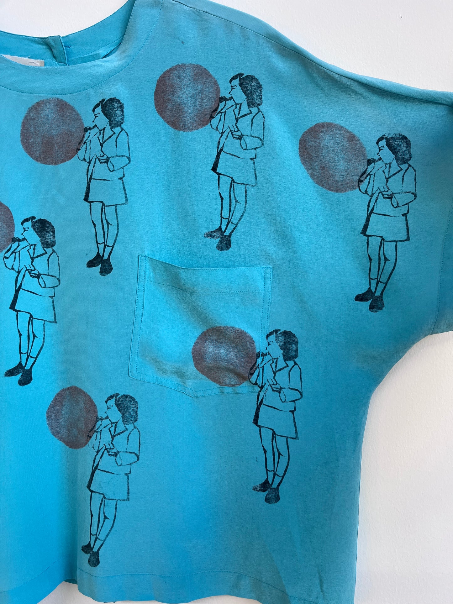 Blowing Balloons on a silk blouse