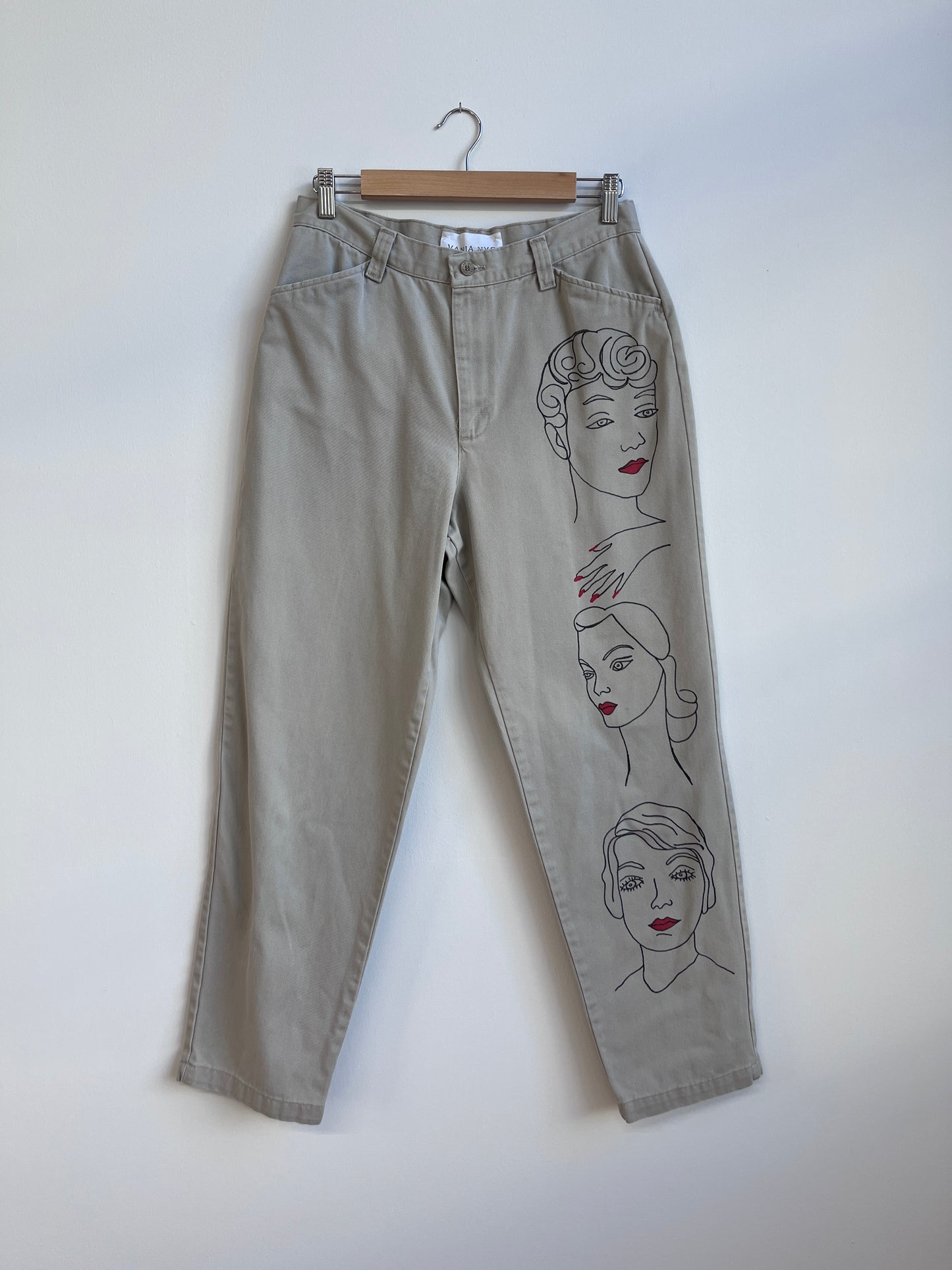 Tapered Leg Pants with my faces hand drawing 30 x 29