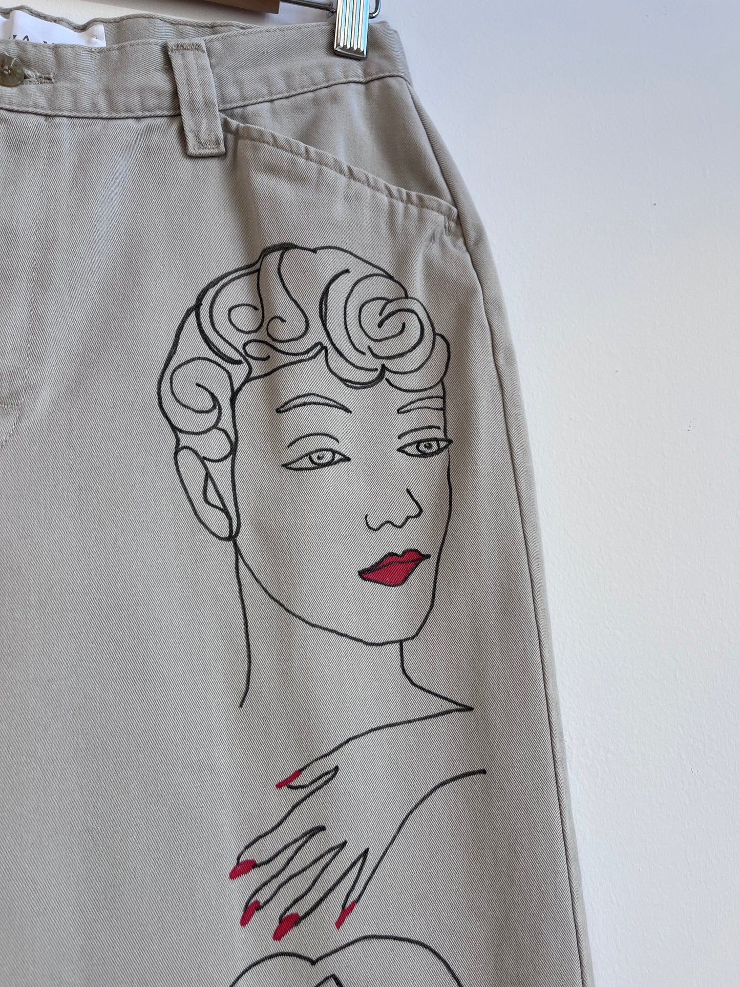 Tapered Leg Pants with my faces hand drawing 30 x 29