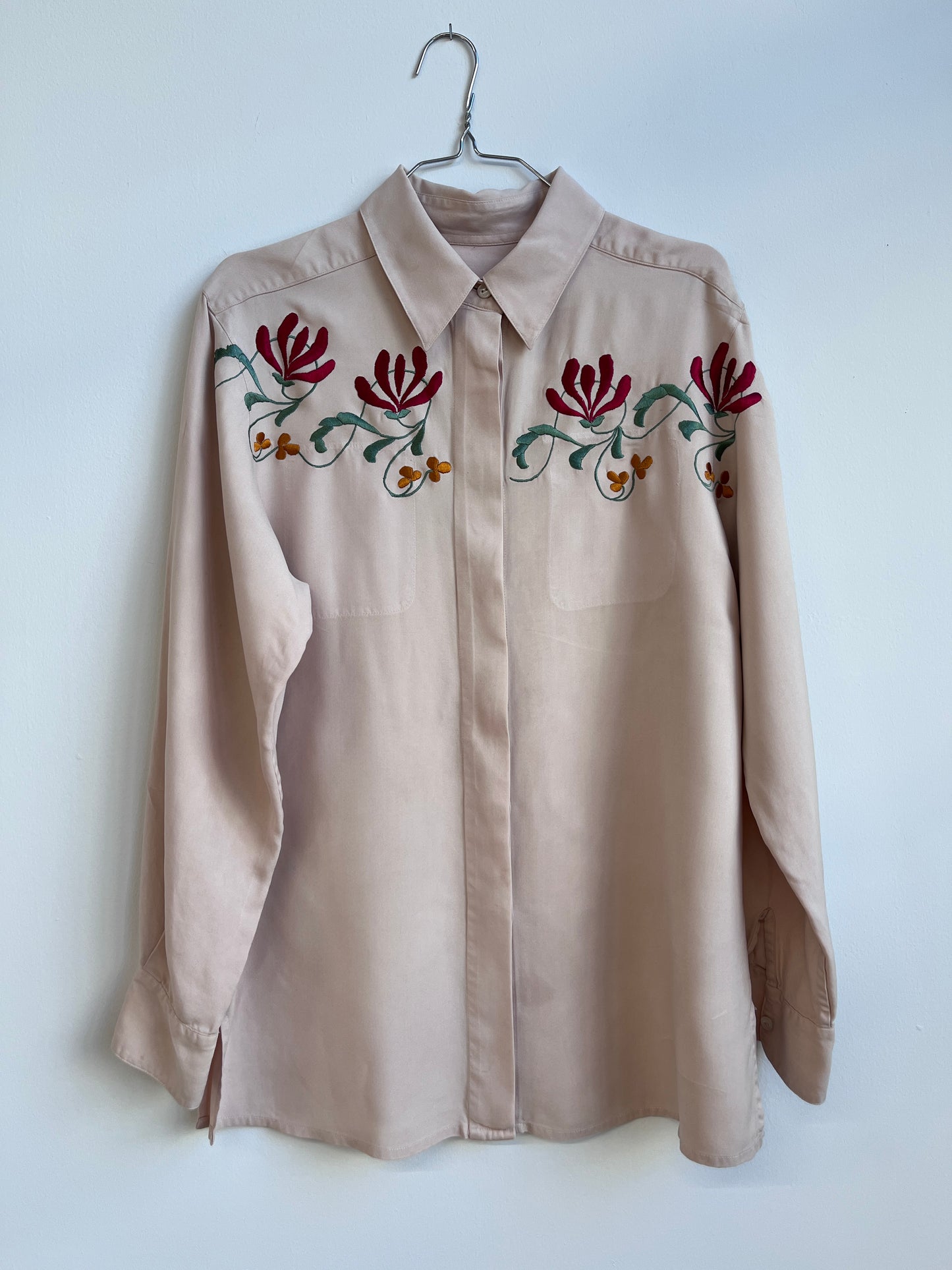Rose pink silk shirt