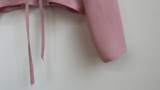 Handmade pink wool Tie-front top